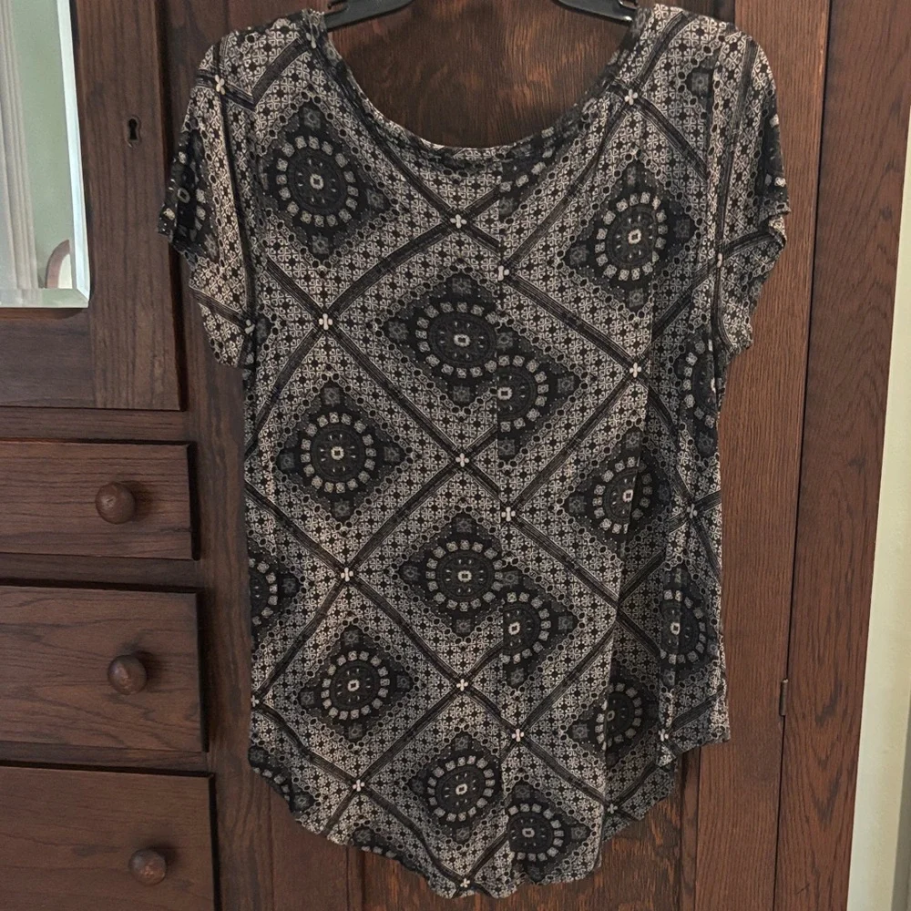 Lucky Brand Women's Geometric Cotton Blouse - Picture 4 of 4